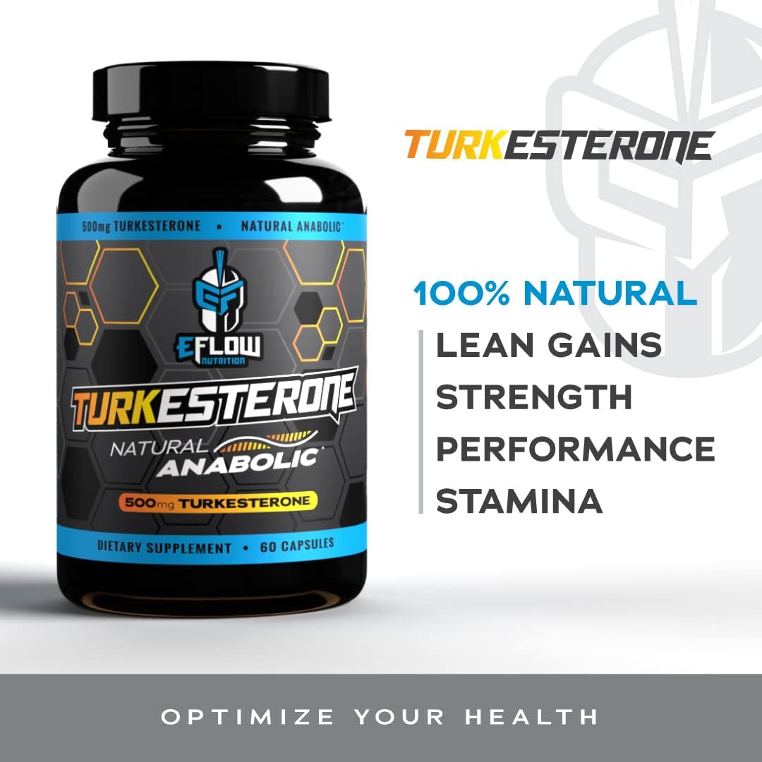 eFlow Nutrition Turkesterone Supplement for Men [Highest Purity] + Cyclodextrin for High Absorption - Increase Stamina, Lean Muscle Growth & Recovery, Boosts Drive - 3rd Party Tested (60 Capsules) Nirvana Guru