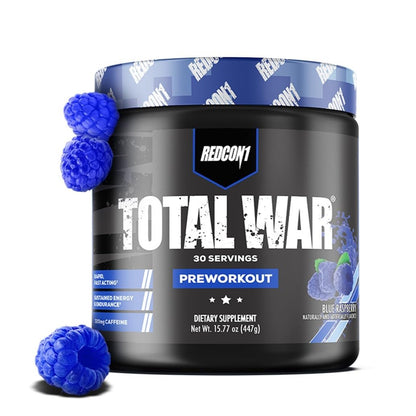 REDCON1 Total War Pre Workout Powder, Blue Lemonade - Beta Alanine + Citrulline Malate Keto Friendly Preworkout for Men & Women with 320mg of Caffeine - Fast Acting (30 Servings) Nirvana Guru