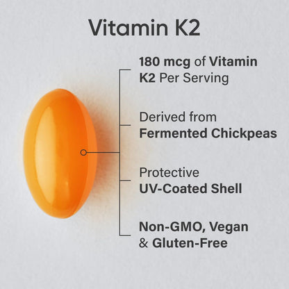 Sports Research Vitamin K2 as MK7 with Organic Coconut MCT Oil | Non-GMO Verified, Vegan Certified (60 Veggie-Softgels) - Nirvana Guru