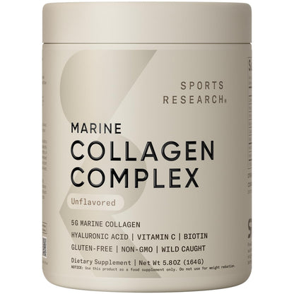 Sports Research Marine Collagen Peptides Powder - Sourced from Wild-Caught Fish, Pescatarian Friendly, Keto Certified & Non-GMO Verified - Easy to Mix in Water or Juice! (34 Servings) - Nirvana Guru