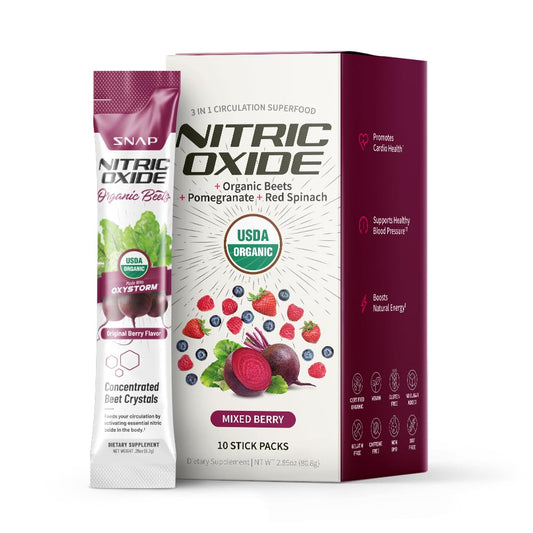 Snap Supplements Organic Beet Root Powder, Nitric Oxide Supplements for Men & Women, Beets, Pomegranate, B Vitamins & Red Spinach, Energy, Heart Health & Circulation Support, 30 Servings, Mixed Berry Nirvana Guru