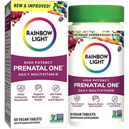 Rainbow Light Prenatal One High Potency Daily Multivitamin with Folate, Ginger and Probiotics; Supports Mom and Baby from Conception to Nursing; Vegan, 150 Tablets,* Pack May Vary Nirvana Guru