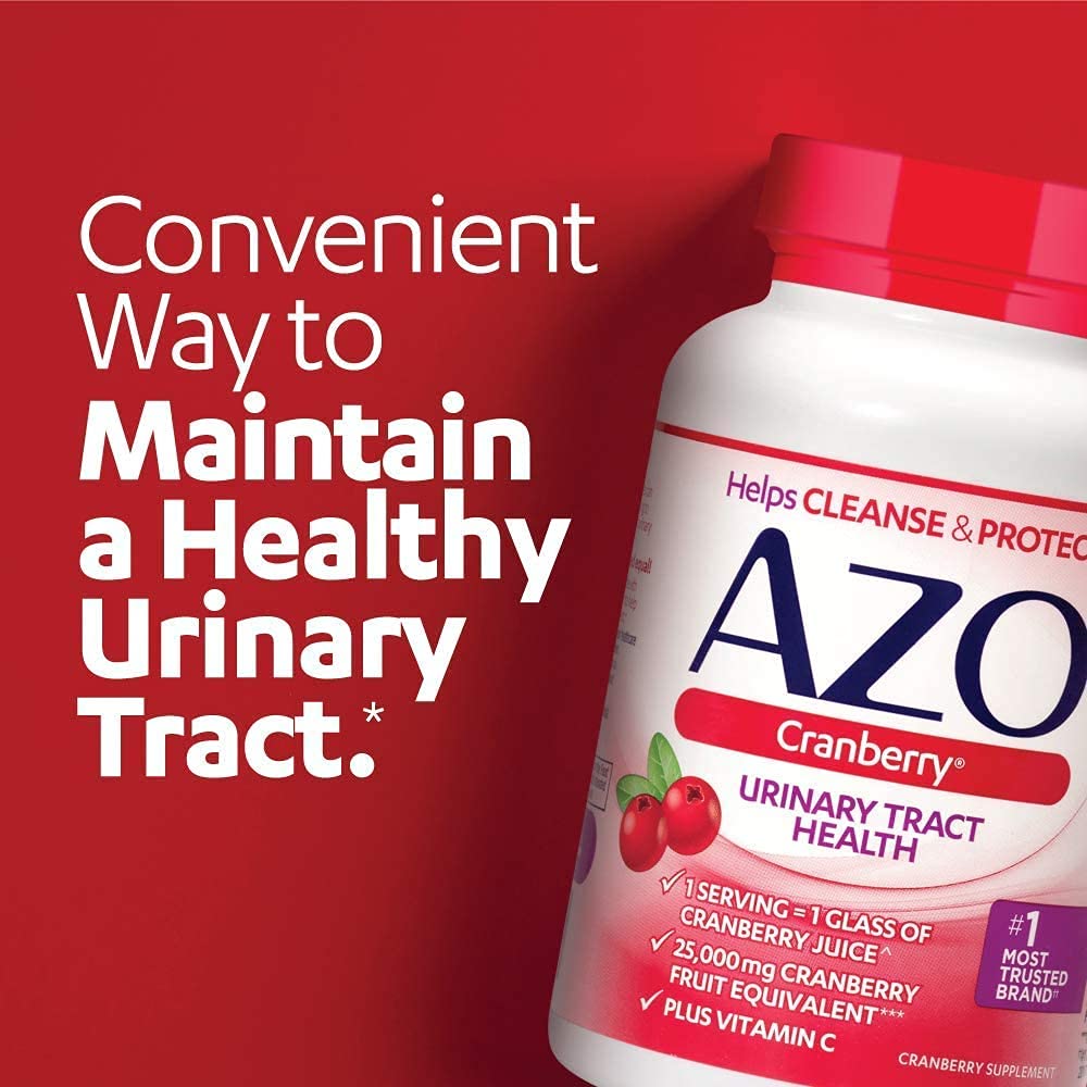AZO Cranberry Supplement, Made with Concentrated Whole Fruit Cranberry Powder to Help Cleanse and Protect the Urinary Tract*, Sugar Free Cranberry Pills, Non-GMO, 100 Softgels