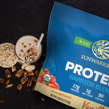 Organic Plant Based Protein Powder | Vegan Organic Protein Powder Vanilla Flavored with BCAA Amino Acids & Hemp Seed Pea Blend | Non-GMO Soy Dairy Filler & Gluten Free (Vanilla, 32 Servings) - Nirvana Guru