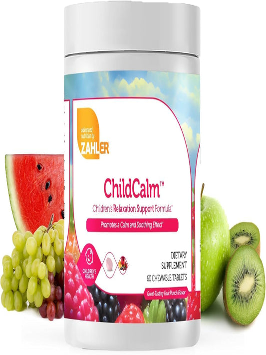 Zahler ChildCalm, Kosher Fruit Punch Chewable Magnesium for Kids - Natural Calm, Mood Support, and Relaxation - Calming Kids Magnesium Supplement Childrens Magnesium, 60 Tablets - Nirvana Guru