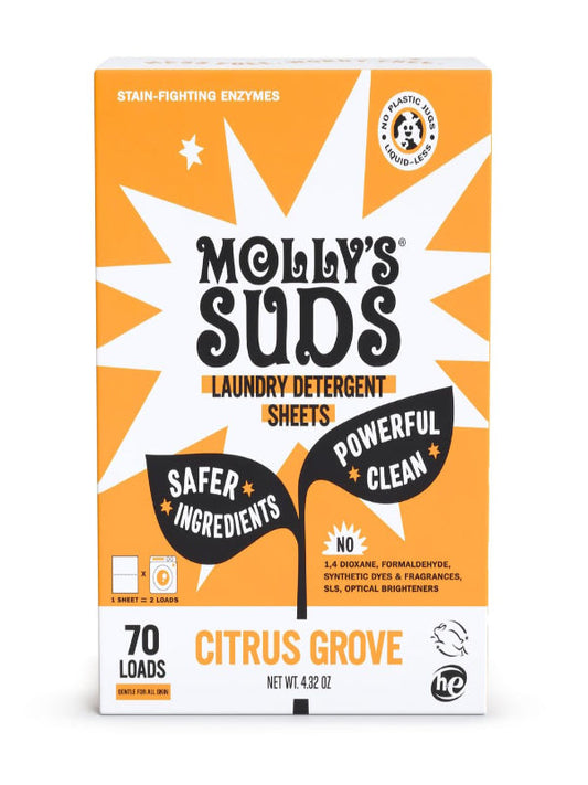 Molly’s Suds Laundry Detergent Sheets | Gentle on Sensitive Skin, Powerful Bio-Based Enzymes, Stain-Fighting | Liquidless & Plastic-Free Packaging | 70 Loads (Unscented) Nirvana Guru