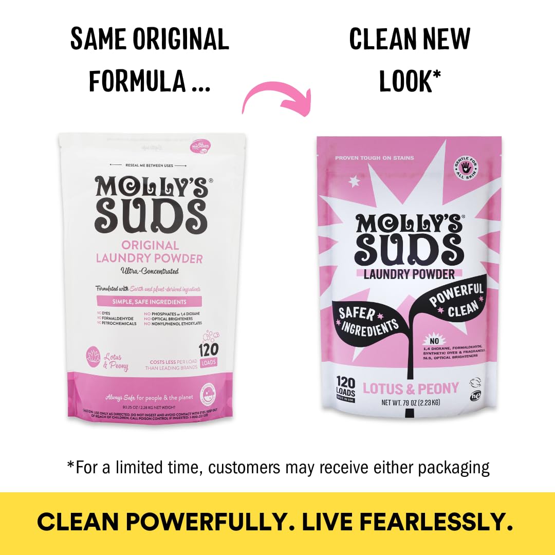 Molly's Suds Super Powder Detergent | Extra Strength Laundry Soap, Stain Fighting | Sensitive Skin | Simple, Effective Ingredients | 60 Loads - Lavender