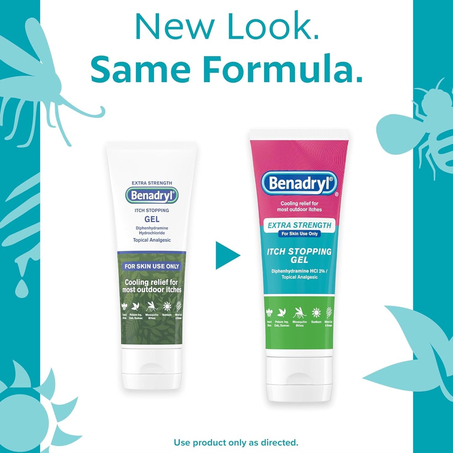 Benadryl Extra Strength Anti Itch Relief Gel, 2% Diphenhydramine HCl, Relief from Insect Bites, Sunburn & More, Great for Camping Essentials, 3.5 fl oz