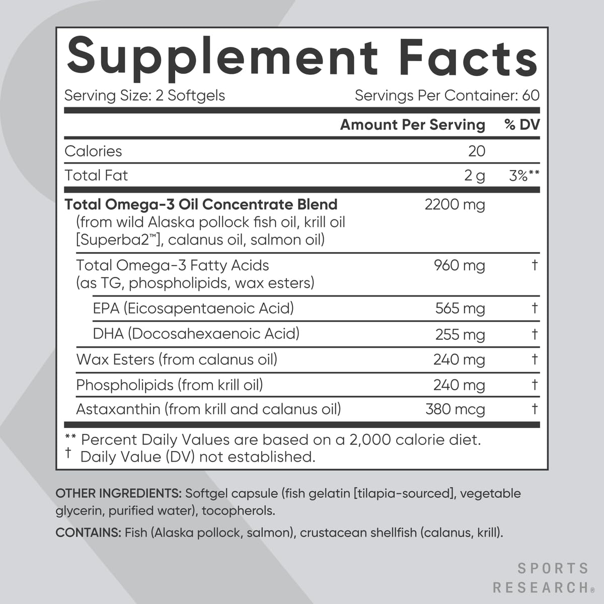 Sports Research Total Omega-3 Fish Oil from Wild Sockeye Salmon, Alaska Pollock, Antarctic Krill, Astaxanthin + Phospholipids & Wax Esters for Absorption | 960mg of EPA & DHA - Fresh Lemon Scent (120 - Nirvana Guru