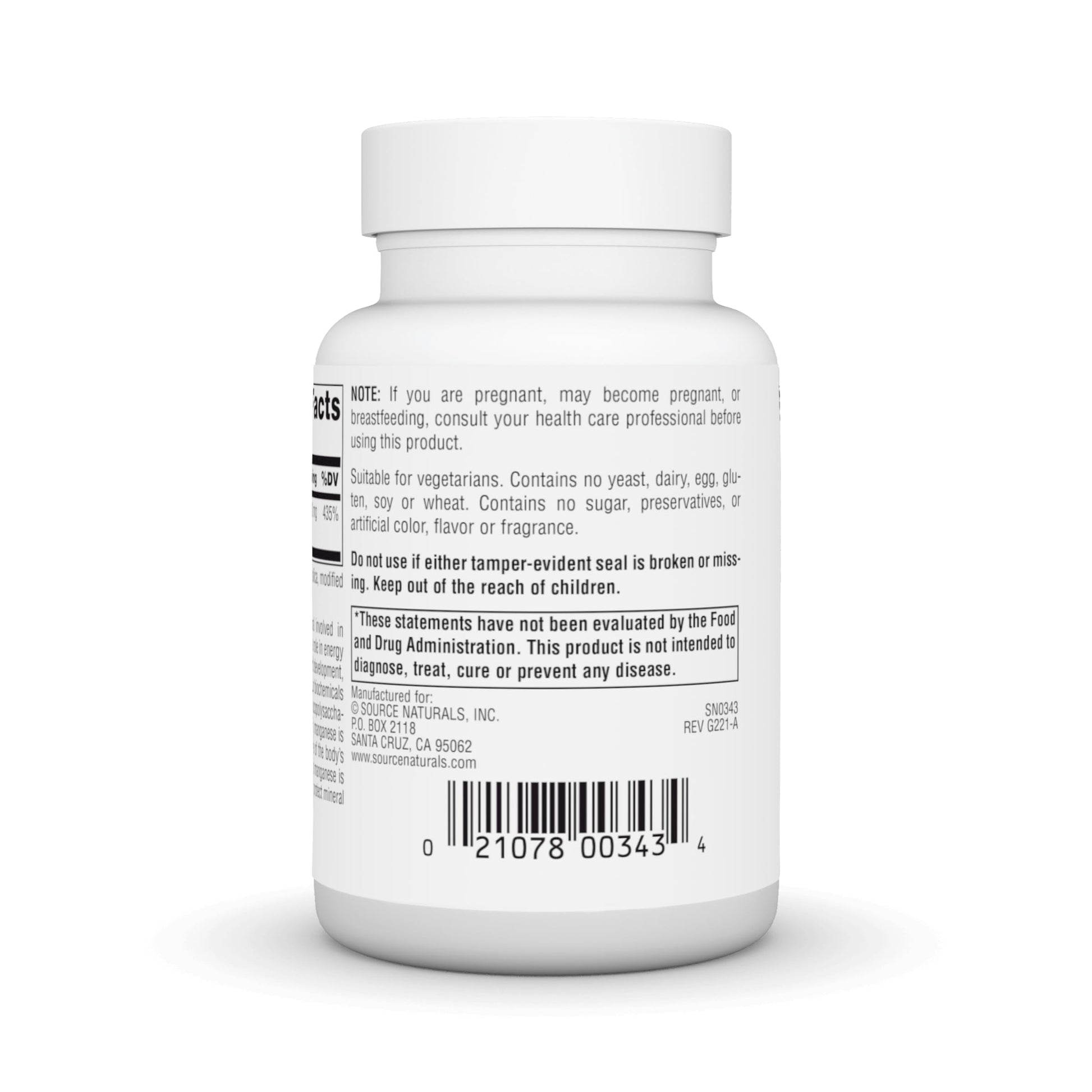 Source Naturals Manganese, Amino Acid Chelate - Supports Energy Production - 250 Tablets Nirvana Guru