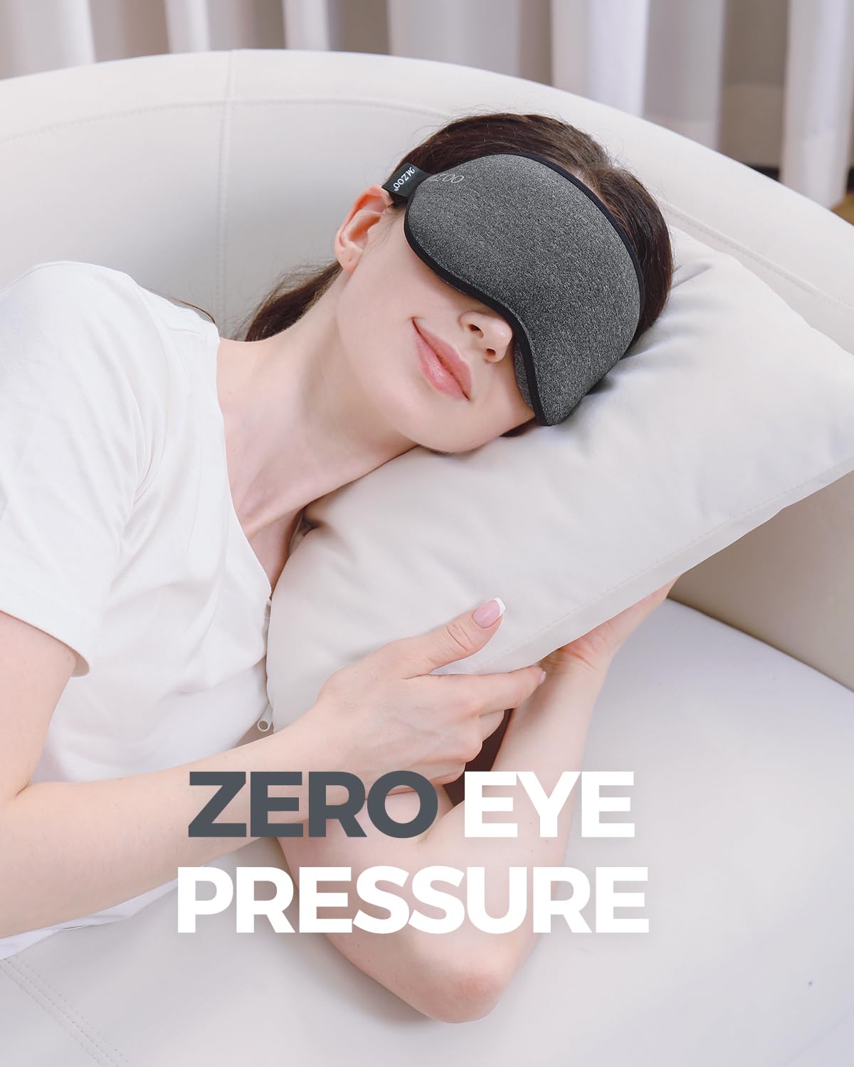 MZOO Sleep Eye Mask for Side Sleeper Men Women, Zero Eye Pressure 3D Sleeping Mask, Light Blocking Patented Design Night Blindfold, Soft Eye Shade Cover for Travel, Black