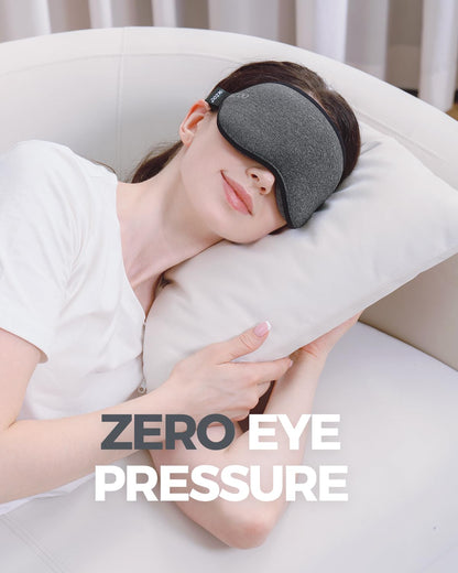 MZOO Sleep Eye Mask for Side Sleeper Men Women, Zero Eye Pressure 3D Sleeping Mask, Light Blocking Patented Design Night Blindfold, Soft Eye Shade Cover for Travel, Black
