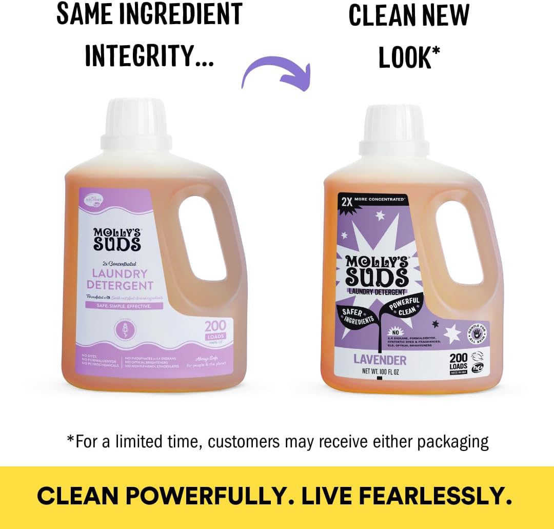 Molly's Suds Liquid Laundry Detergent | Clean Laundry Detergent Soap for Sensitive Skin | 2x Concentrated, High Efficiency (HE) | Unscented - 100 Loads Nirvana Guru