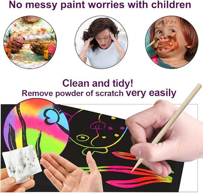 FUNNYB&G Rainbow Scratch Paper Art for Kids - 100 Pcs Magic Rainbow Scratch Paper Off Set Scratch Easter Crafts Arts Supplies Kits Pads Sheets for Party Games Halloween Christmas Birthday Gifts nirvanaguru