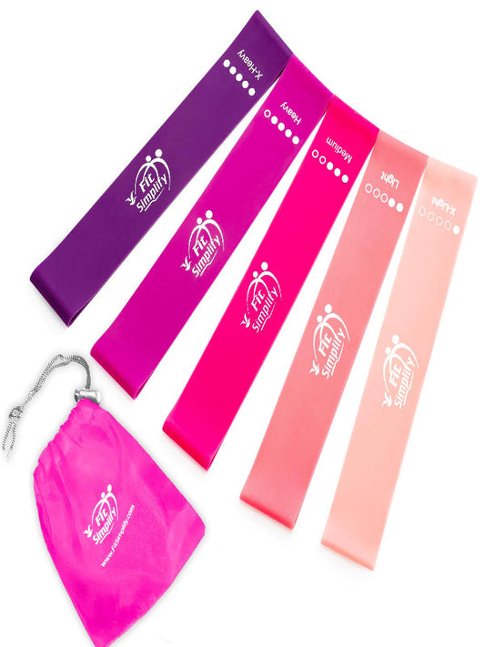 Fit Simplify Resistance Loop Exercise Bands with Instruction Guide and Carry Bag, Set of 5 Nirvana Guru