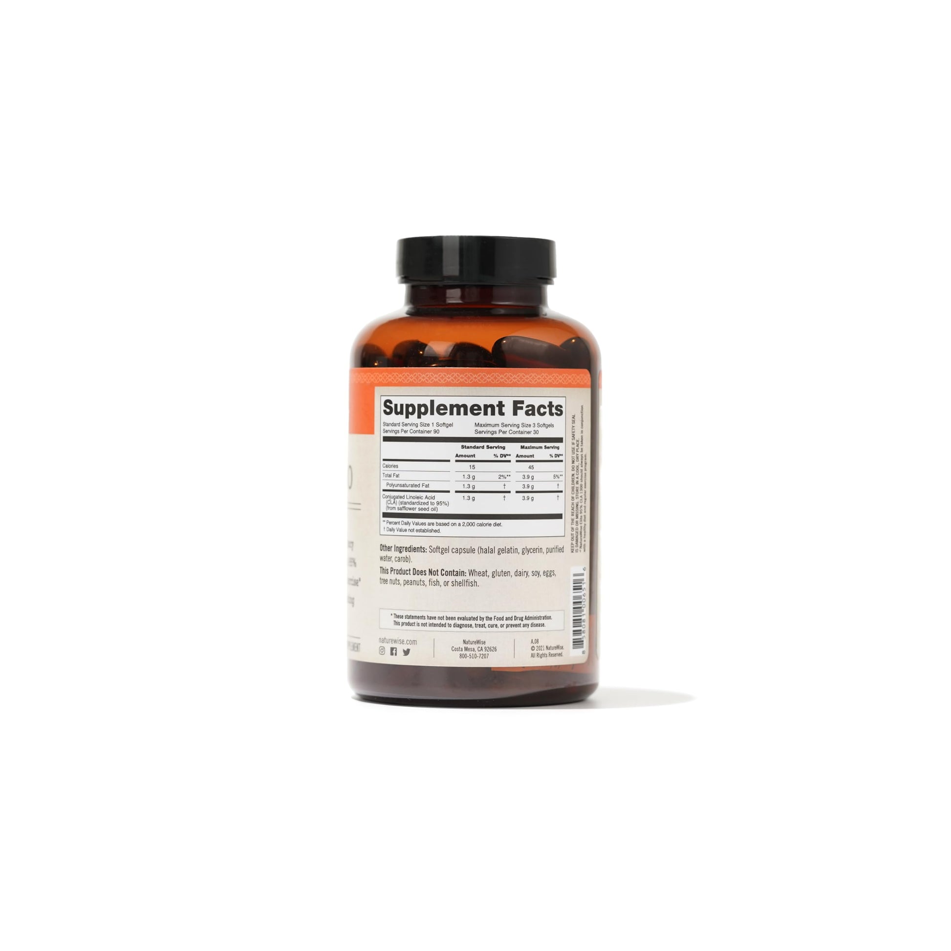 NatureWise CLA 1300 - 95% Active Conjugated Linoleic Acid for Women and Men, Not Stimulating, Supports Weight & Fitness Goals - Non-GMO, Gluten Free - 180 Softgels[2-Month Supply] - Nirvana Guru