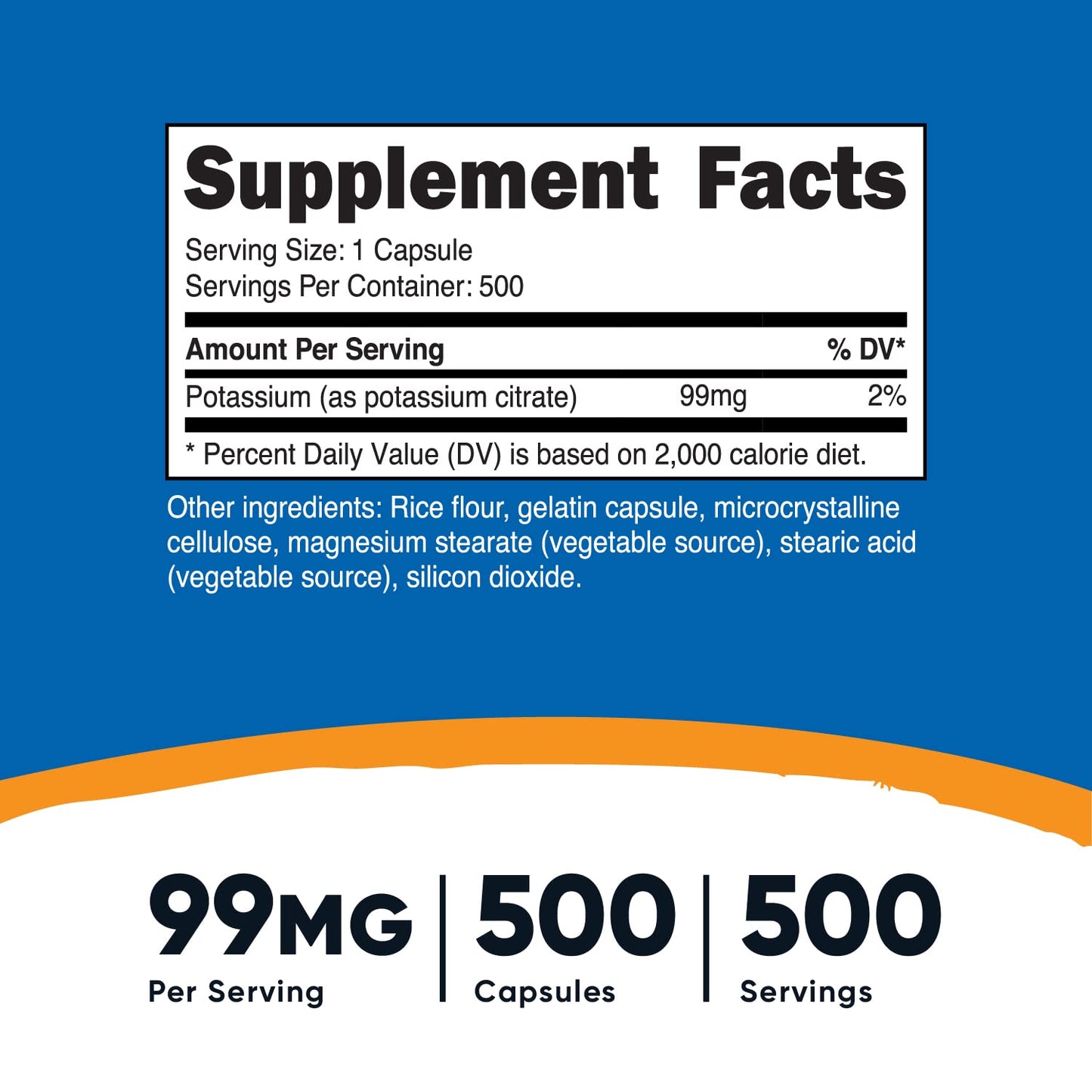 Nutricost Potassium Citrate 99mg, 500 Capsules Nirvana Guru