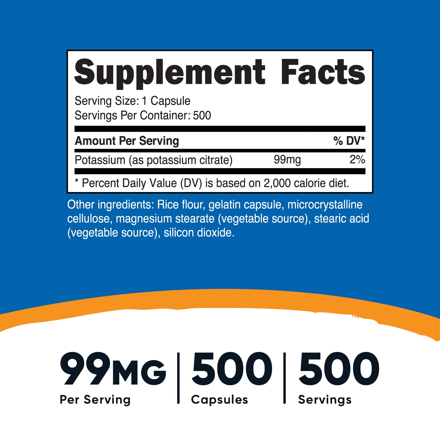 Nutricost Potassium Citrate 99mg, 500 Capsules Nirvana Guru