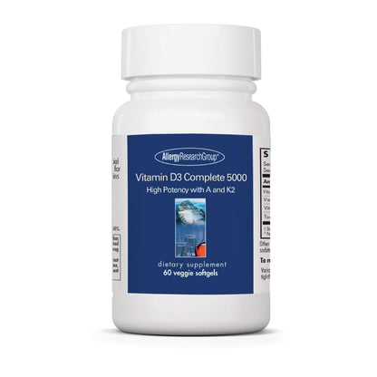 Allergy Research Group Vitamin D3 Complete 5000 IU - Vitamin D3 and K2 Supplement, Daily Balance, with Vitamin A, DeltaGold Tocotrienols, High Potency, Veggie Softgels - 60 Count Nirvana Guru