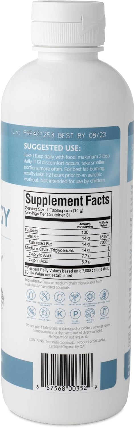 Dr Amen BrainMD Brain MCT Energy - 16 fl oz - Energy Support for Brain & Body - Improves Focus & Satiety - Clean & Fast Acting - Gluten Free - 31 Servings Nirvana Guru