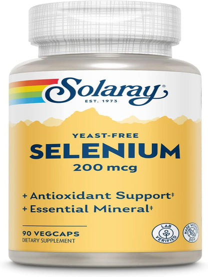 Solaray Yeast Free Selenium 200mcg, Selenium Capsules for Healthy Thyroid Function & Immune Support, High Absorption Supplement, Vegan, 90 Servings, 90 VegCaps Nirvana Guru