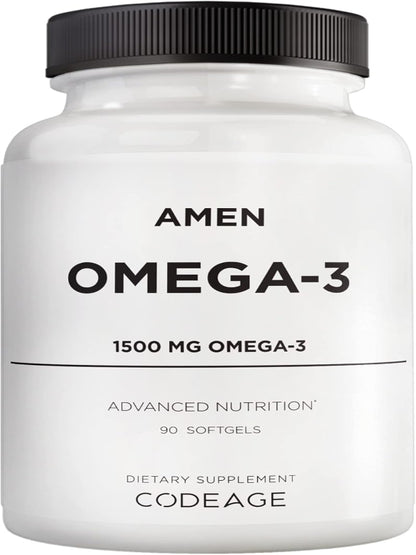 Amen Omega-3 Supplement - 1500mg High-Potency Daily Omega 3 - EPA and DHA Fatty Acids Fish Oil - 45-Day Supply - Fatty Acid Supplements - Fish Oil Pills - Non-GMO - 90 Soft Gels Capsules Nirvana Guru