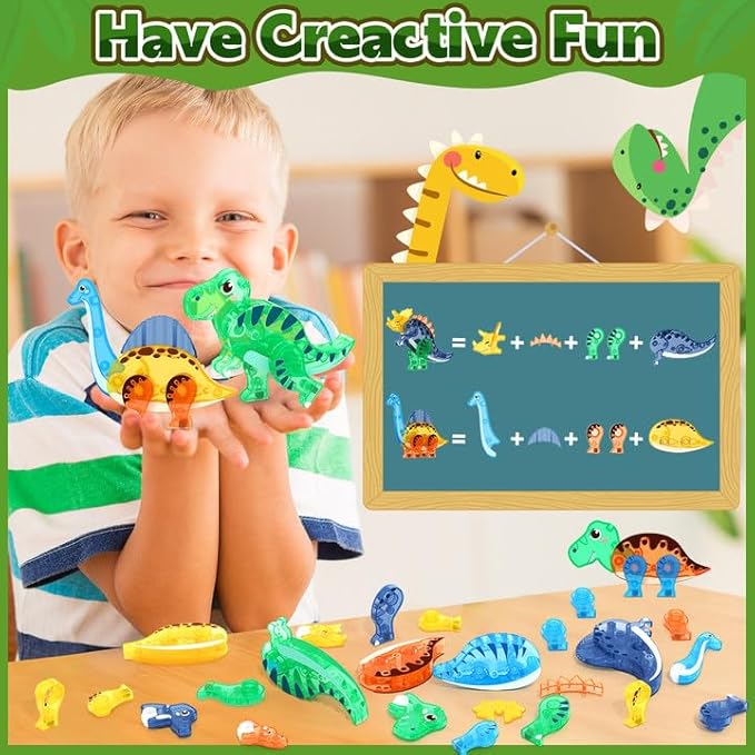 Dinosaur Toys Magnetic Tiles 3D Movable Dinos for Kids 3-5 5-7 Toddler Outdoor Sensory Toys, STEM Educational Magnetic Blocks for 3+ Years Old Boys Girls Kids Toy Nirvana Guru