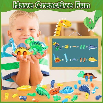 Dinosaur Toys Magnetic Tiles 3D Movable Dinos for Kids 3-5 5-7 Toddler Outdoor Sensory Toys, STEM Educational Magnetic Blocks for 3+ Years Old Boys Girls Kids Toy Nirvana Guru