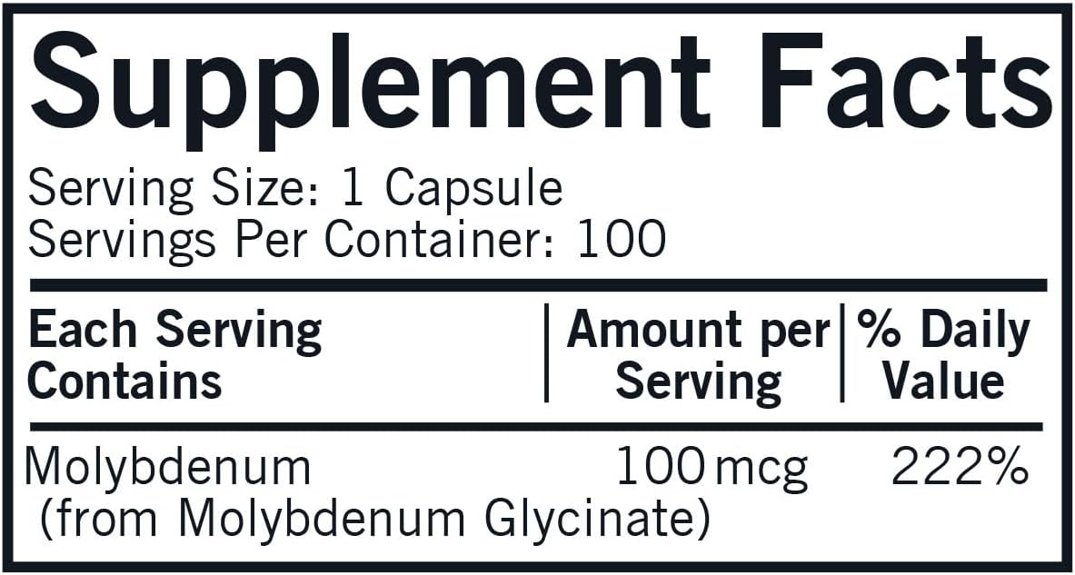 Kirkman - Molybdenum 100 mcg - 100 Capsules - Essential Minerals - Breaks Down Sulfites & Toxins - Hypoallergenic - Nirvana Guru