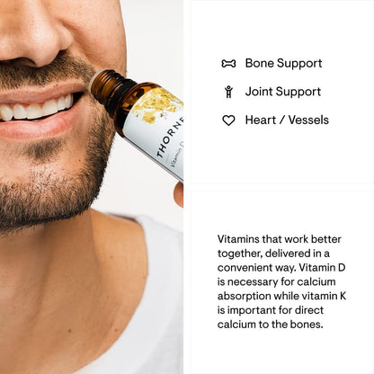 THORNE Vitamin D + K2 Liquid with a metered Dispenser - Vitamins D3 and K2 to Support Healthy Bones and Muscles* - 1 Fl Oz (30 ml) - 600 Servings - Nirvana Guru
