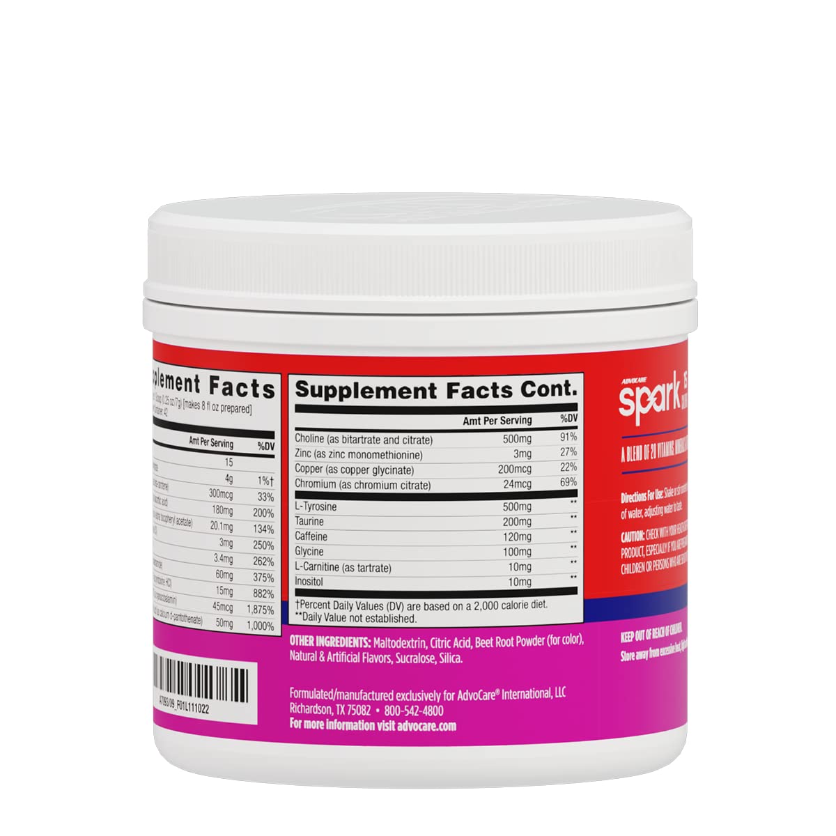 AdvoCare Spark Vitamin & Amino Acid Supplement - Focus & Energy Drink Powder Mix with Vitamin A, B-6, C & E - Also Includes L-Carnitine & L-Tyrosine - Fruit Punch - 10.5 oz Nirvana Guru