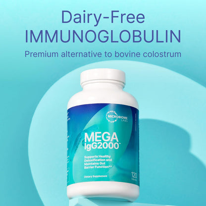 Microbiome Labs Mega IgG2000 Capsules - Dairy Free Bovine Colostrum Supplement Alternative - Immunoglobulin Supplement from Bovine Serum to Support Digestive Health (120 Capsules) - Nirvana Guru