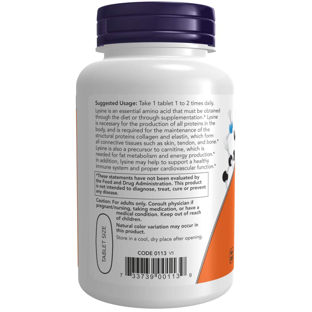 NOW Foods Supplements, (L-Lysine Hydrochloride) 1,000 mg, Double Strength, Amino Acid, 100 Tablets - Nirvana Guru