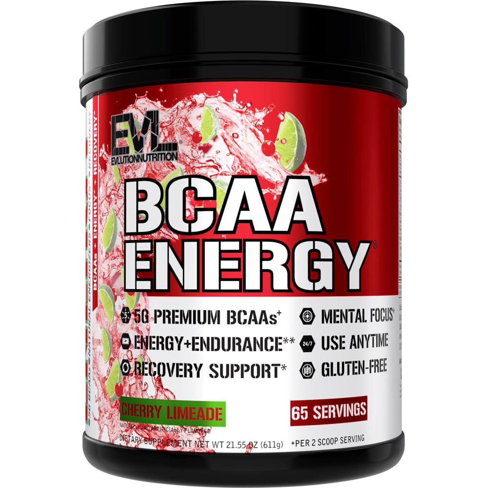 EVL BCAAs Amino Acids Powder - BCAA Energy Pre Workout Powder for Muscle Recovery Lean Growth and Endurance - Rehydrating Post Workout Recovery Drink with Natural Caffeine - Pink Lemonade Nirvana Guru