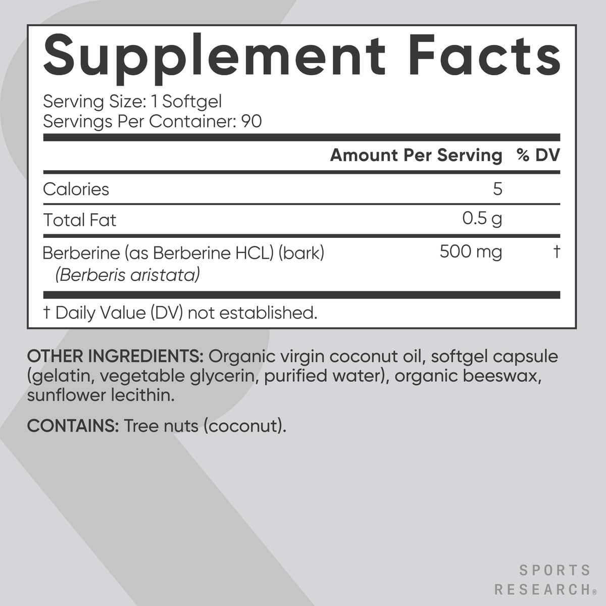 Sports Research Berberine - Herbal Ayurvedic Metabolic Health Support - 500 mg - 60 Capsules - Vegan Certified, Gluten-Free, Non-GMO - Nirvana Guru