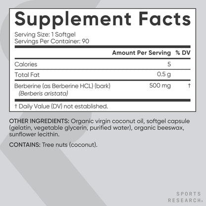 Sports Research Berberine - Herbal Ayurvedic Metabolic Health Support - 500 mg - 60 Capsules - Vegan Certified, Gluten-Free, Non-GMO - Nirvana Guru