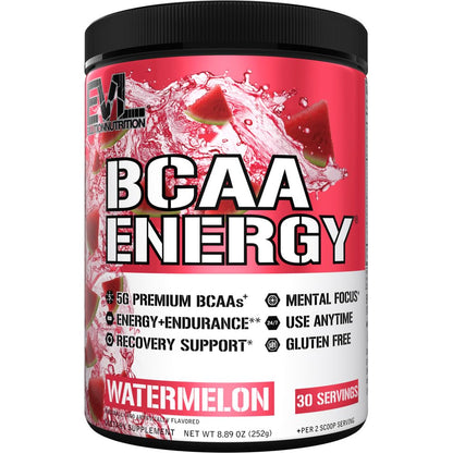 EVL BCAAs Amino Acids Powder - BCAA Energy Pre Workout Powder for Muscle Recovery Lean Growth and Endurance - Rehydrating Post Workout Recovery Drink with Natural Caffeine - Pink Lemonade Nirvana Guru