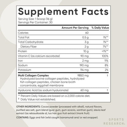Sports Research Multi Collagen Protein Powder (Type I, II, III, V, X) with Hyaluronic Acid + Vitamin C | 5 Types of Food Based Collagen, 30 Servings (Unflavored) - Nirvana Guru