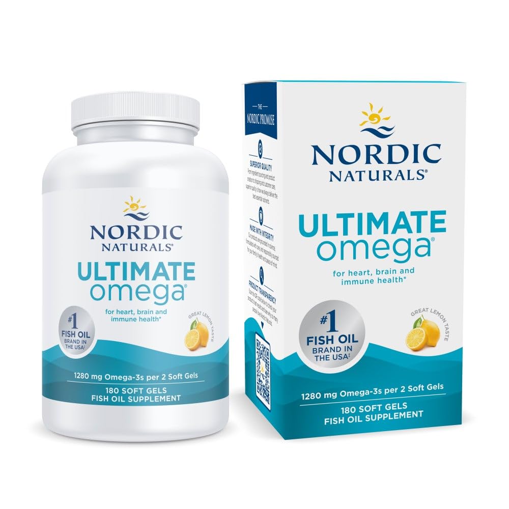Nordic Naturals Ultimate Omega, Lemon Flavor - 90 Soft Gels - 1280 mg Omega-3 - High-Potency Omega-3 Fish Oil Supplement with EPA & DHA - Promotes Brain & Heart Health - Non-GMO - 45 Servings - Nirvana Guru