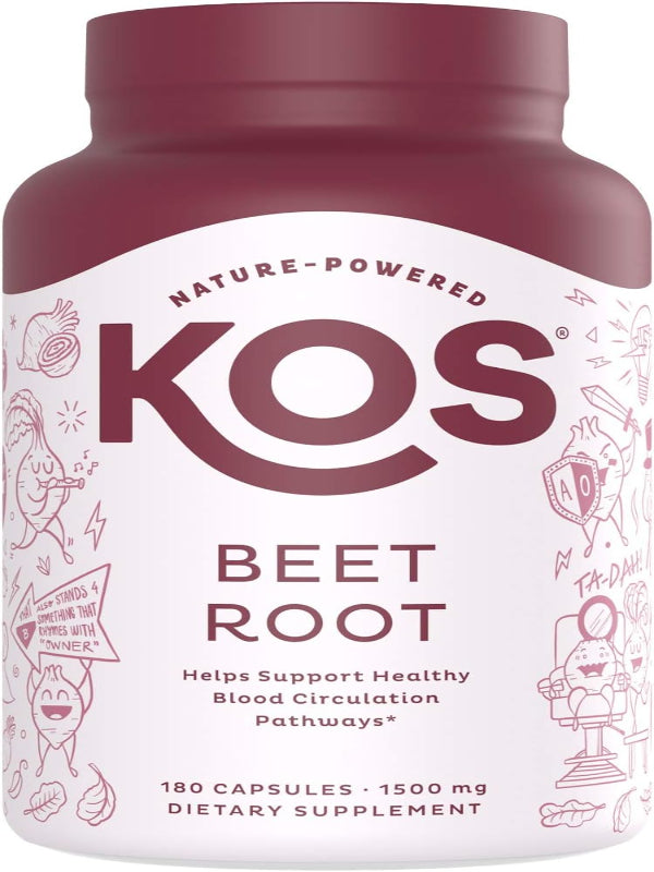 KOS Organic Beet Root Capsules 1500mg - Superfood Powder - Supports Healthy & Active Lifestyle - 180 Capsules - Nirvana Guru