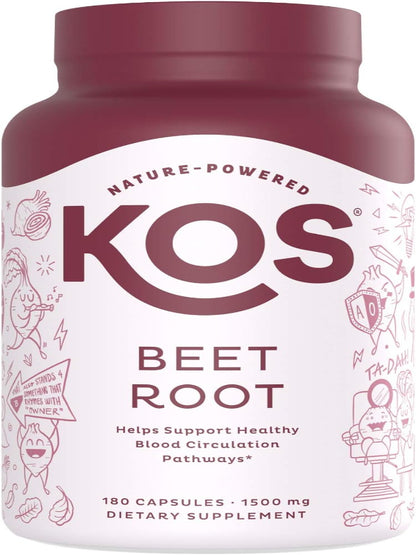 KOS Organic Beet Root Capsules 1500mg - Superfood Powder - Supports Healthy & Active Lifestyle - 180 Capsules - Nirvana Guru