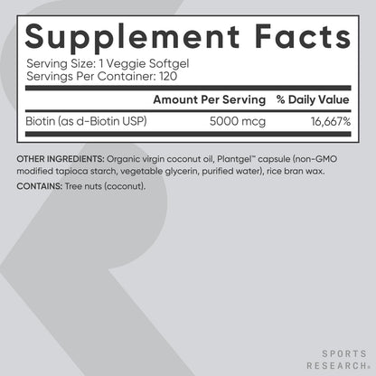 Sports Research Extra Strength Vegan Biotin (Vitamin B) - Nirvana Guru