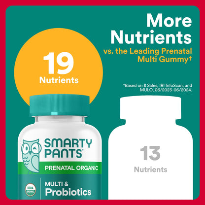SmartyPants Prenatal Vitamins for Women, Sugar Free Multivitamin Gummies: Methylfolate, Omega 3 (ALA) Vitamin D3, C, Vitamin B12, B6, A, K & Zinc, Inositol, Erythritol Free, 60 Count (20 Day Supply) Nirvana Guru