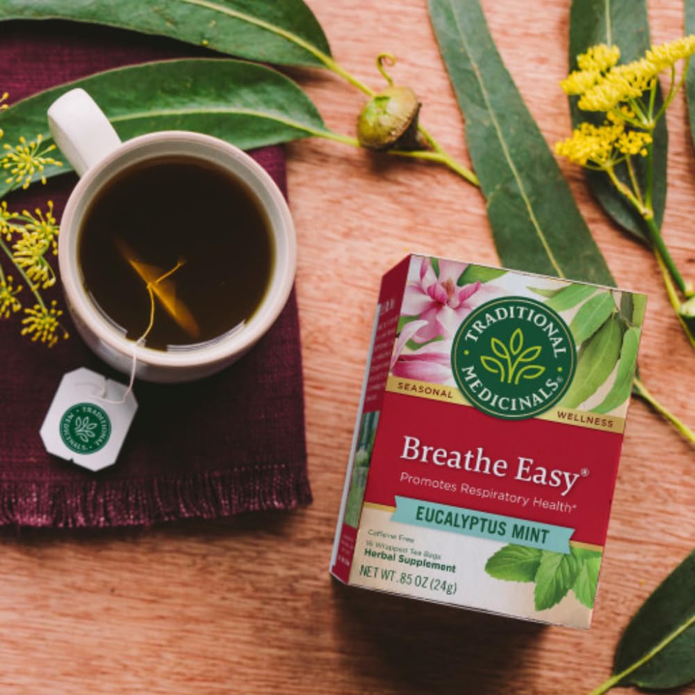 Traditional Medicinals - Breathe Easy Seasonal Tea - Promotes Respiratory Health - 16 Tea Bags - Nirvana Guru