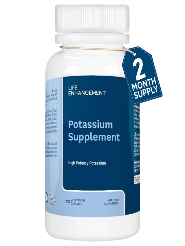 Life Enhancement High Absorption Potassium Supplement for Muscle, Brain & Bone Health - No Additives High Potency Elemental Potassium Supplement is Made in USA (240 Capsules – 120 Servings) Nirvana Guru