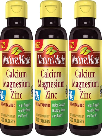 Nature Made Calcium Magnesium Zinc with Vitamin D3, Dietary Supplement for Bone Support, 300 Tablets - Nirvana Guru