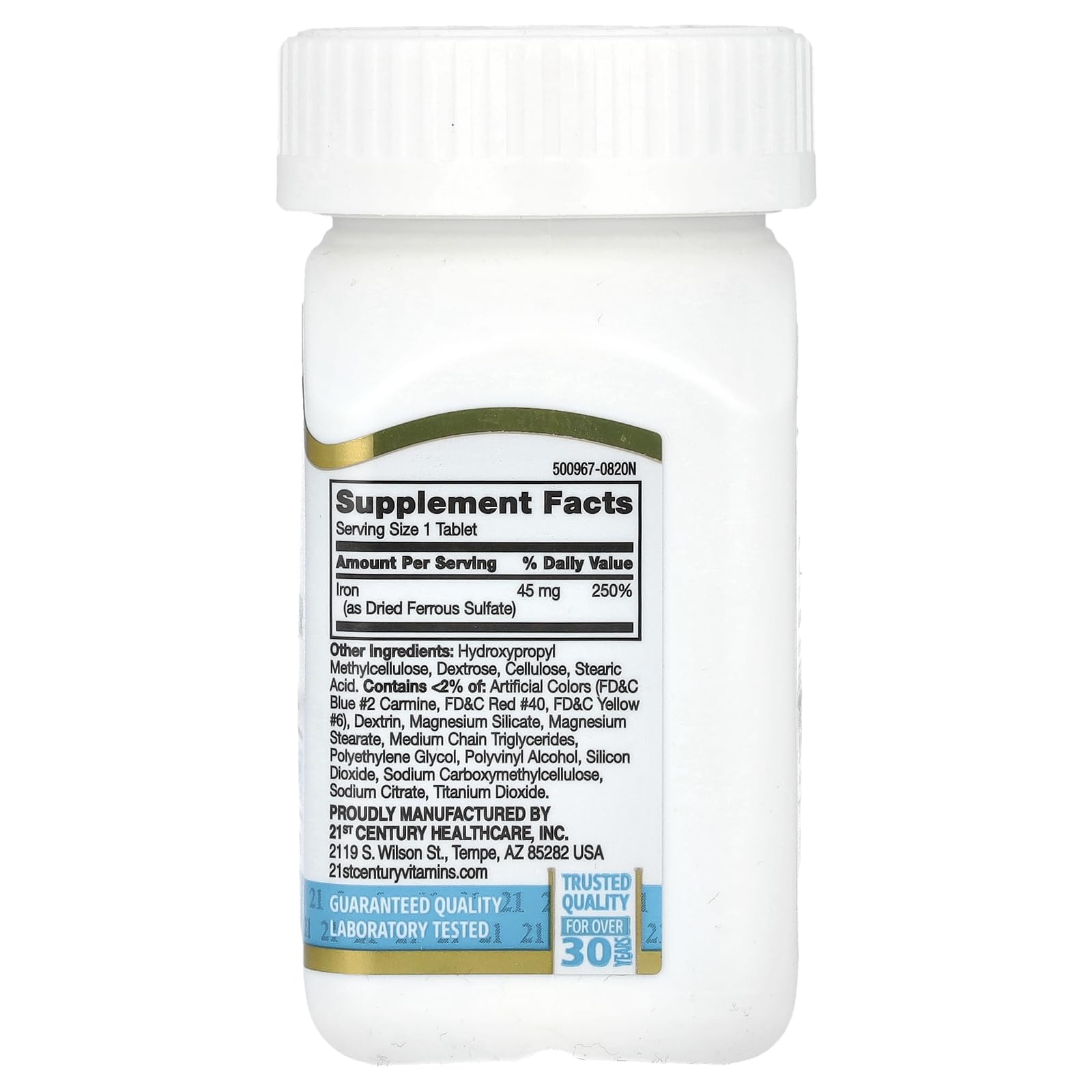 21st Century Slow Release Iron Tablets, 60 Count Nirvana Guru