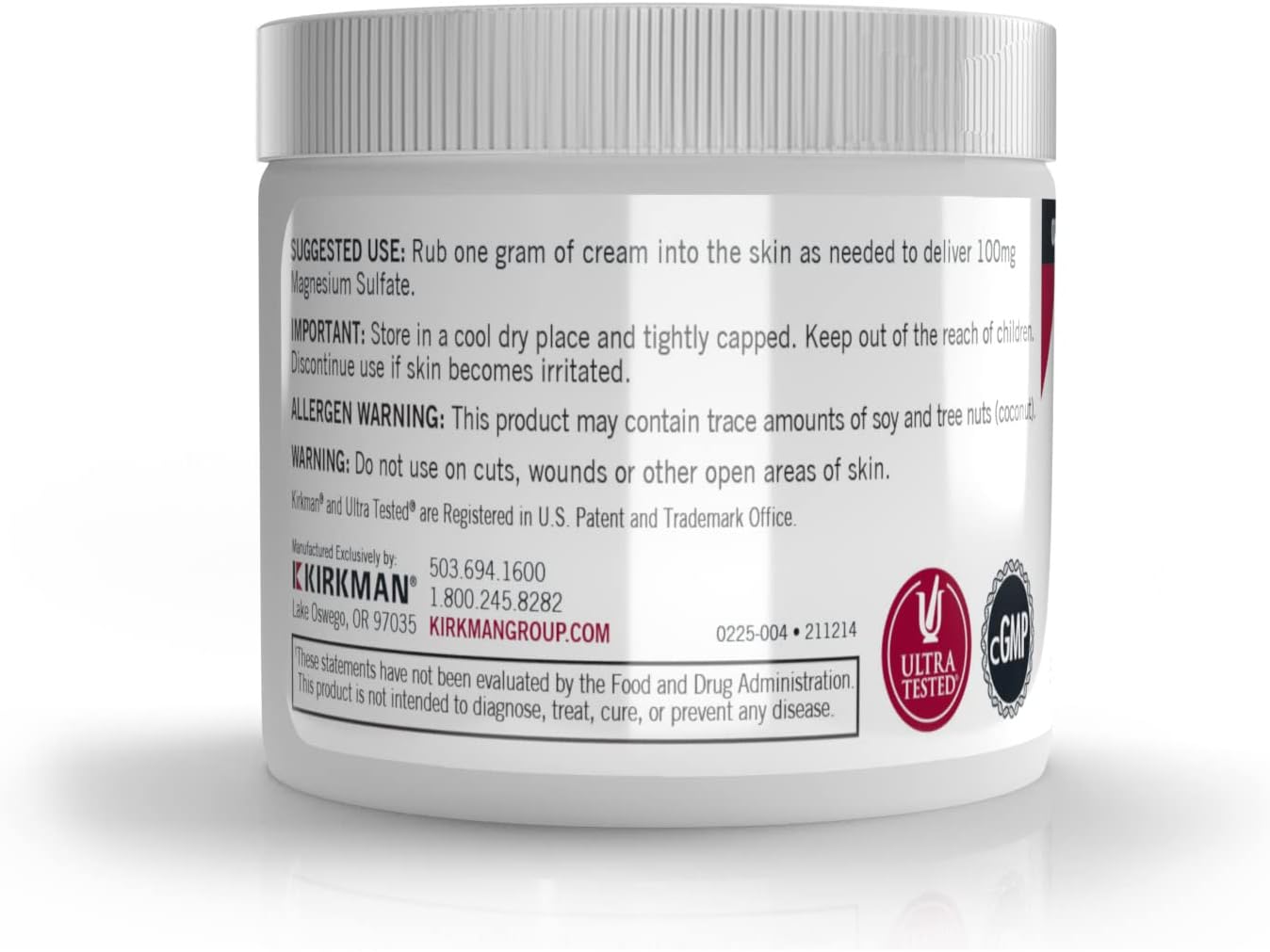 Kirkman – Epsom Salt Cream – 4oz Cream – Gluten Free – Casein Free - Nirvana Guru
