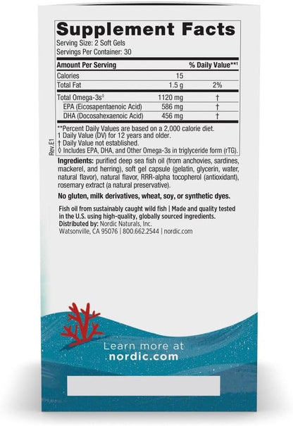 Nordic Naturals Ultimate Omega 2X Teen, Strawberry - 60 Mini Soft Gels - 1120 mg Total Omega-3s with EPA & DHA - Brain Health, Positive Mood, Social Development, Learning - Non-GMO - 30 Servings - Nirvana Guru