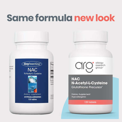 Allergy Research Group NAC Supplement - N-Acetyl-L-Cysteine, Glutathione Precursor, Supports Immune Function, Healthy Mucus Clearance, Free Form Amino Acid, Hypoallergenic - 120 Count Nirvana Guru
